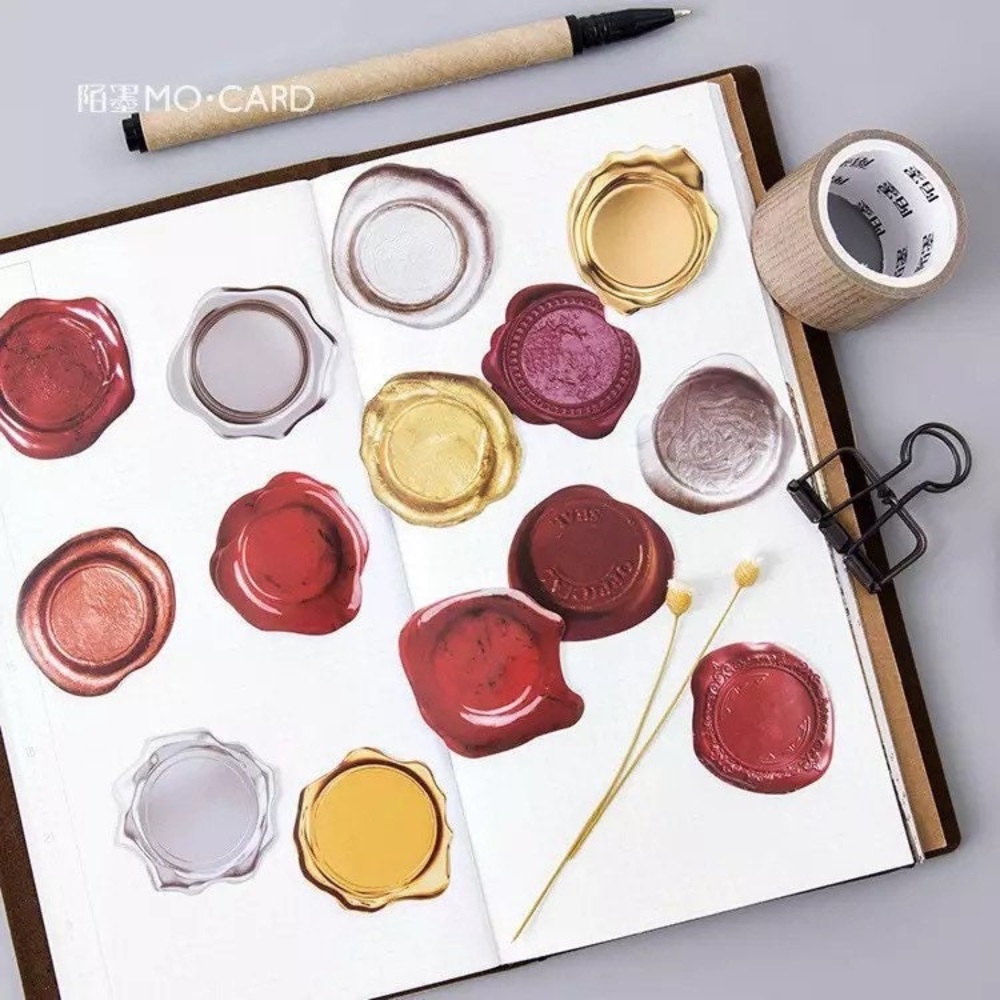 Faux Wax Seals, Mix Of Colors, 45 Deco Stickers - Picture 2 of 7